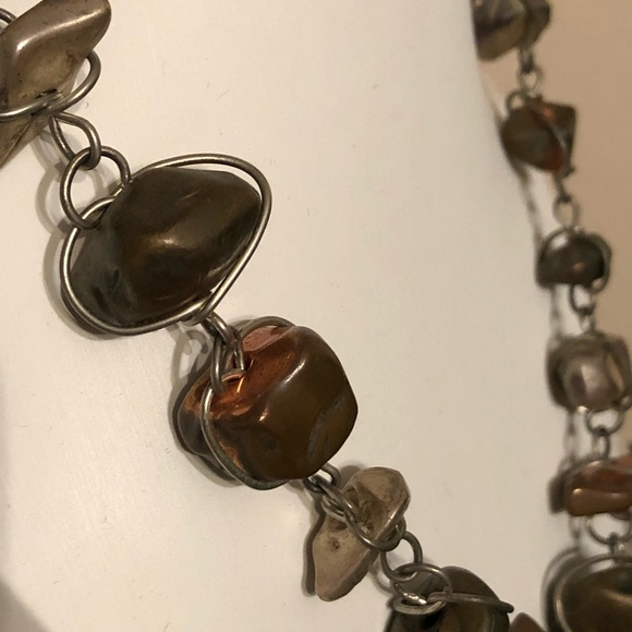 ABRA silver tone wire wrapped nugget necklace - Picture 4 of 6